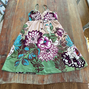 Neslay Floral Empire Waist Summer Dress Spaghetti Strap Cottagecore - Medium